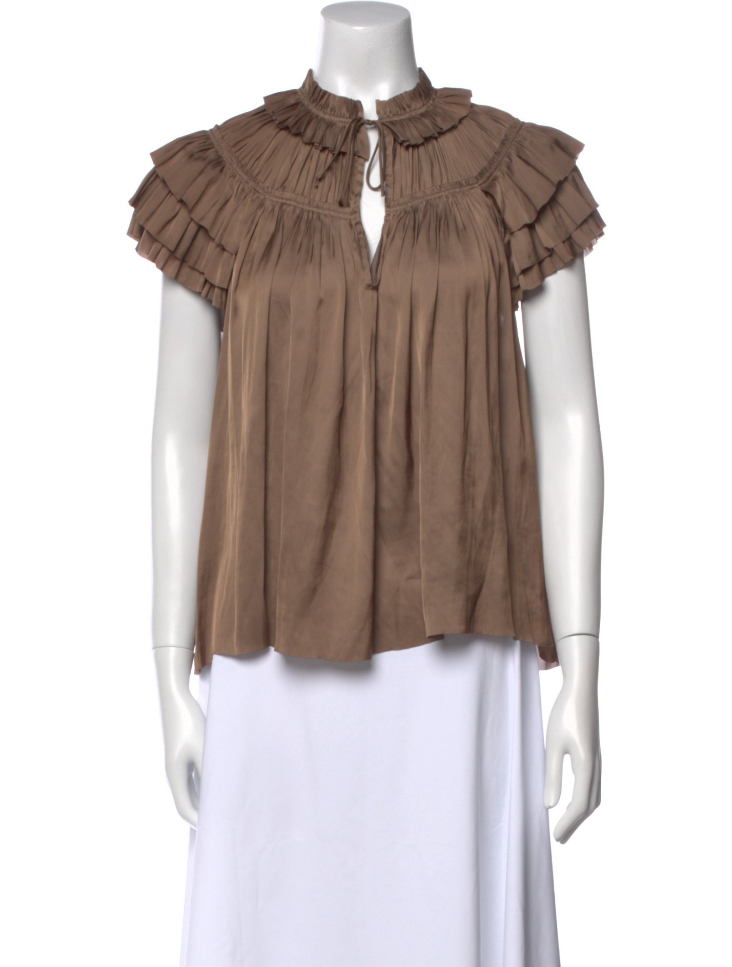 Ulla Johnson Mock Neck Short Sleeve Blouse