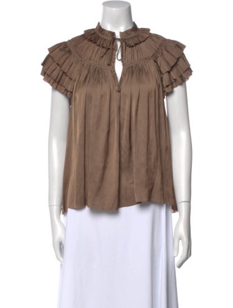 Ulla Johnson Mock Neck Short Sleeve Blouse