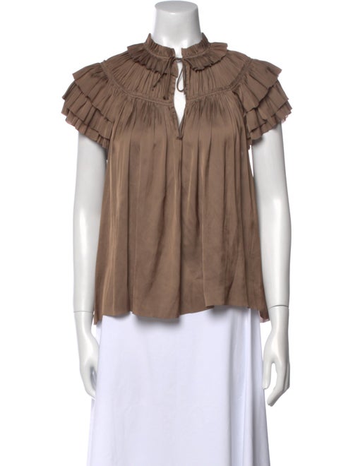 Ulla Johnson Mock Neck Short Sleeve Blouse