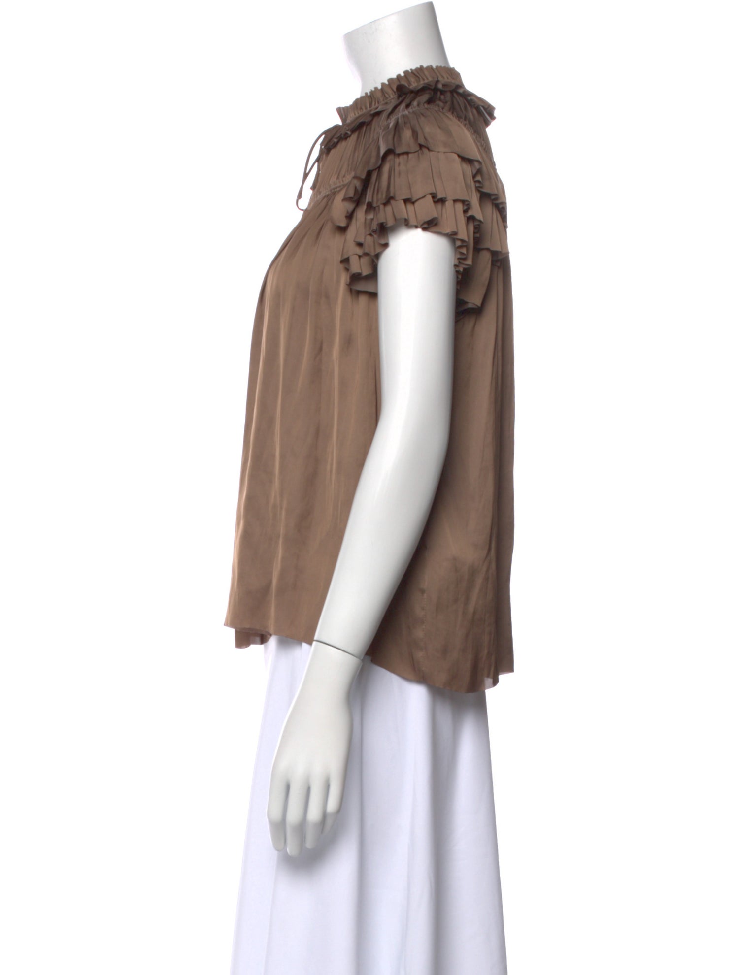 Ulla Johnson Mock Neck Short Sleeve Blouse