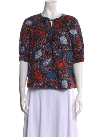 Ulla Johnson Floral Print Crew Neck Blouse