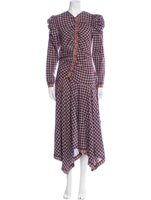 Ulla Johnson Plaid Print Midi Length Dress