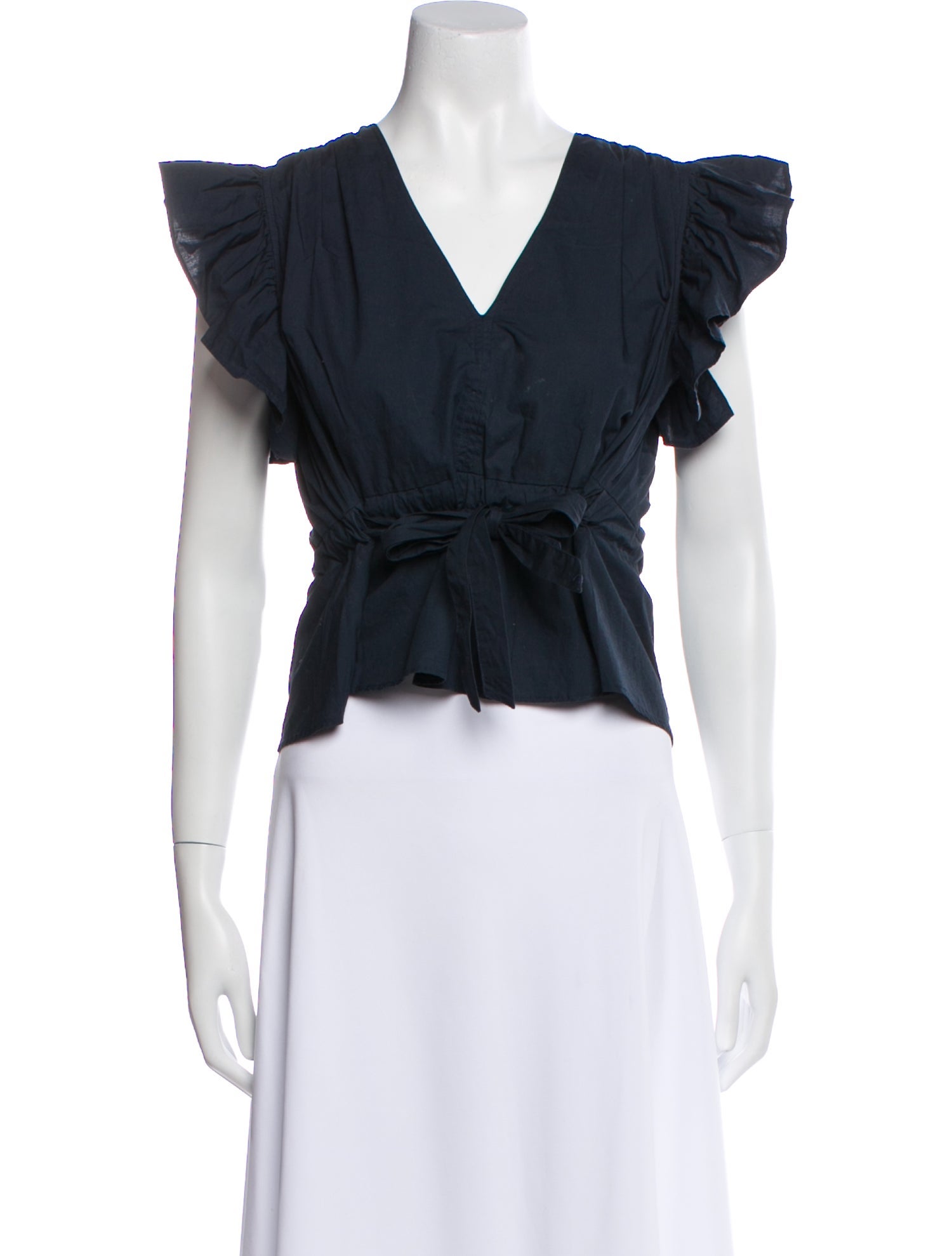 Ulla Johnson V-Neck Short Sleeve Crop Top