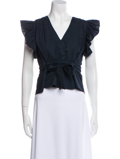 Ulla Johnson V-Neck Short Sleeve Crop Top