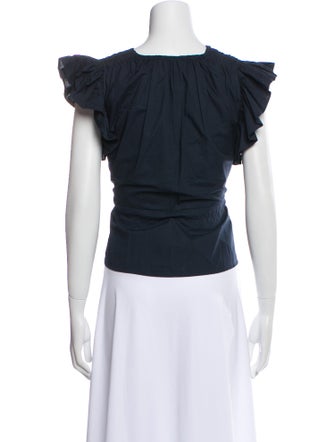 Ulla Johnson V-Neck Short Sleeve Crop Top