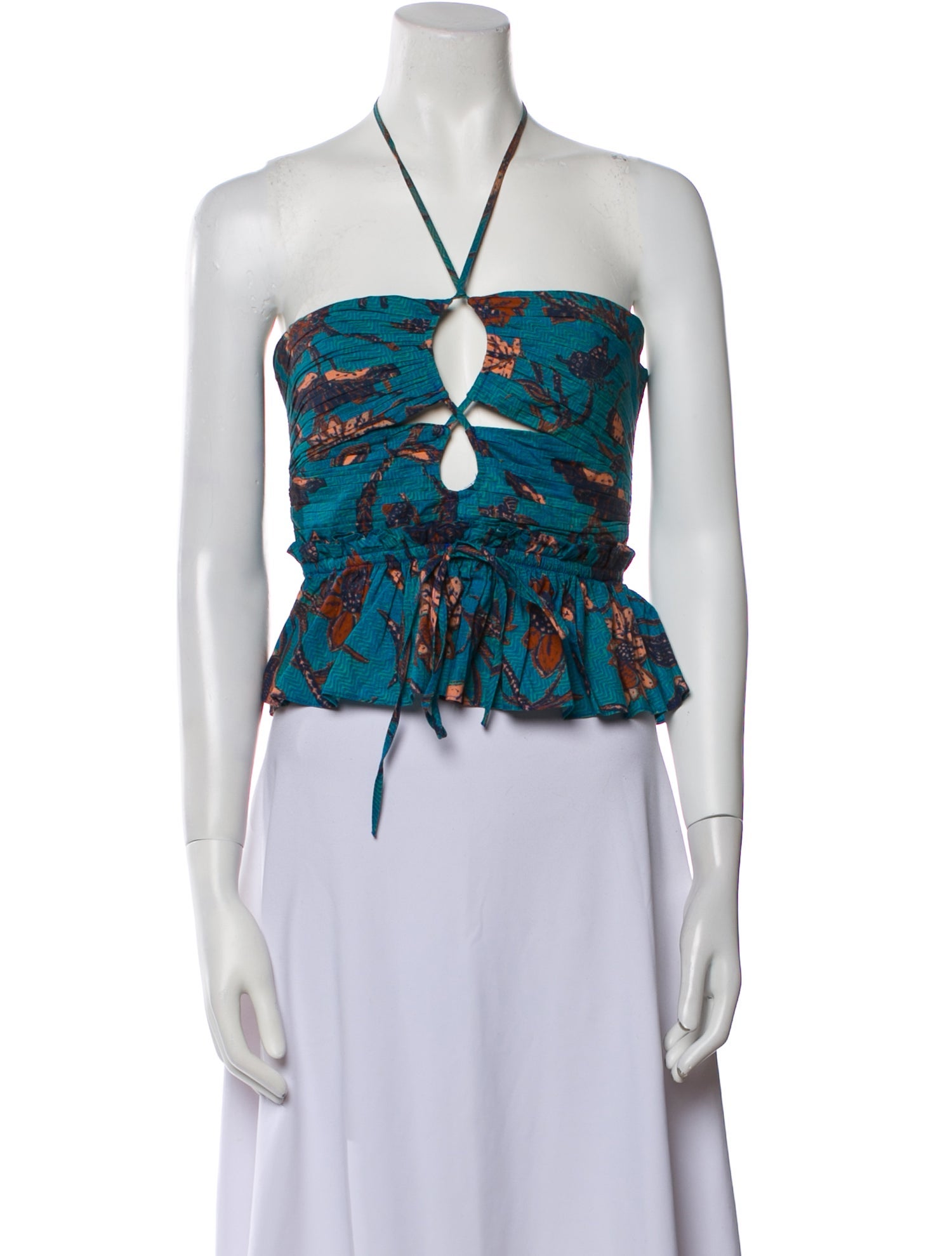 Ulla Johnson Floral Print Strapless Crop Top