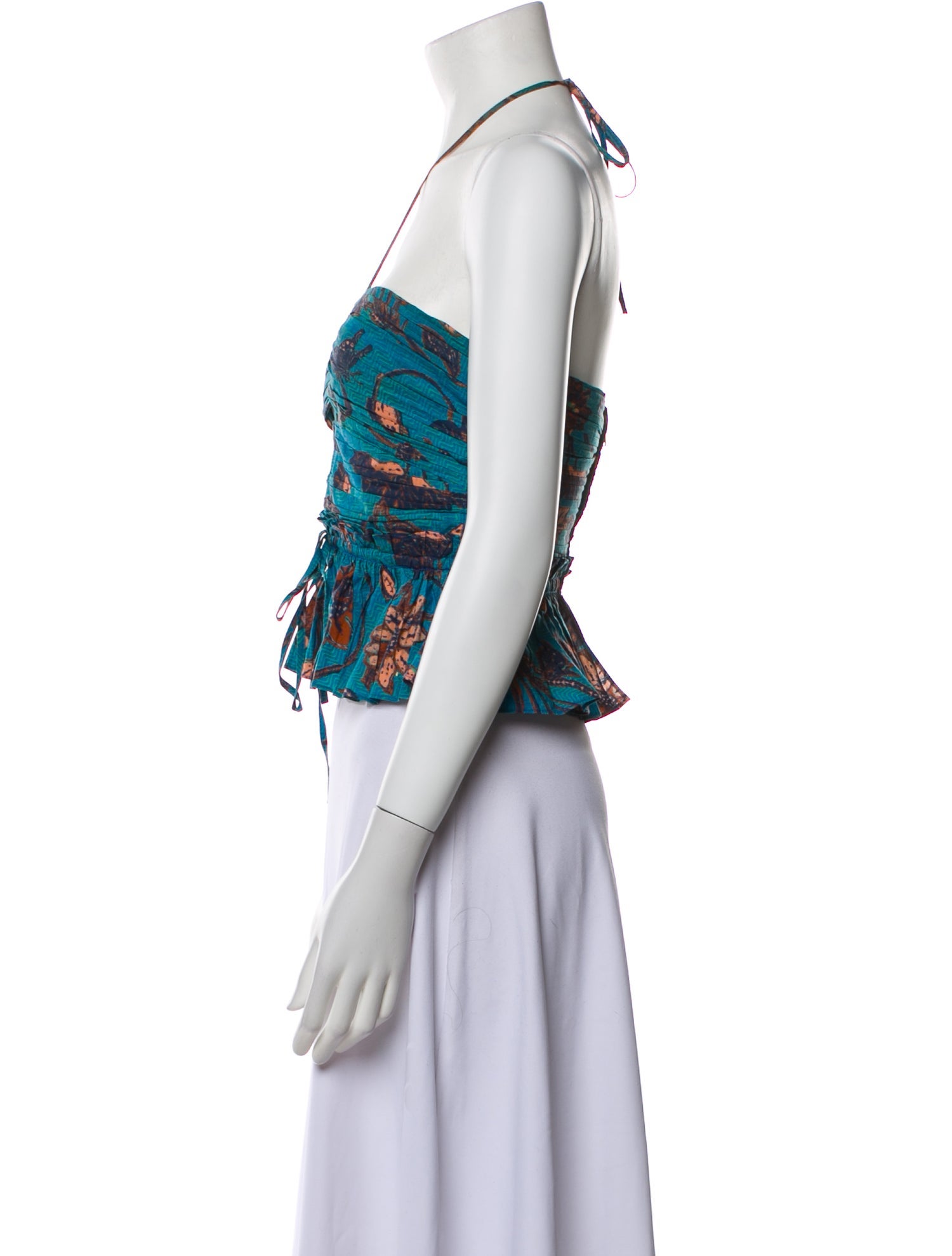 Ulla Johnson Floral Print Strapless Crop Top