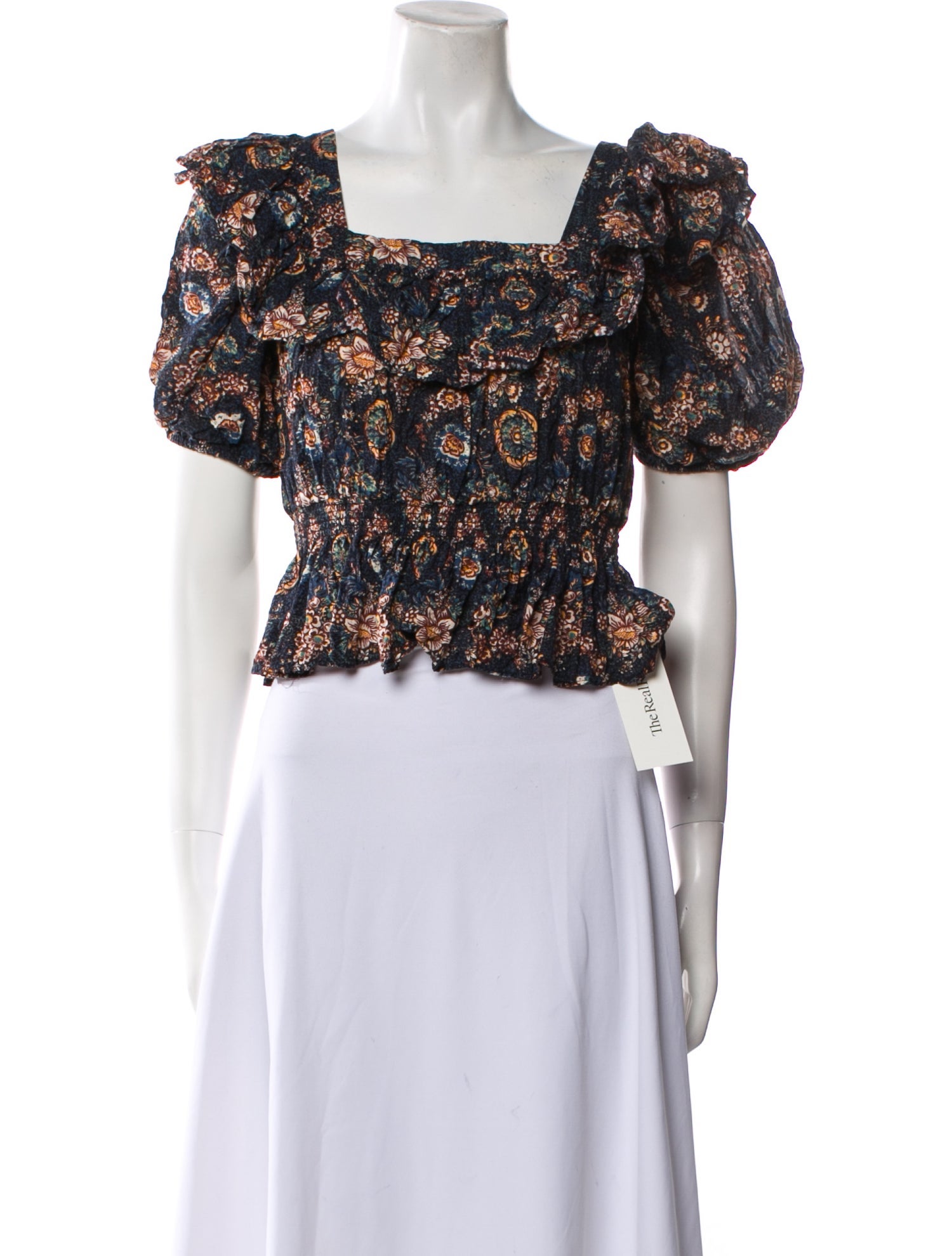 Ulla Johnson Floral Print Square Neckline Crop Top