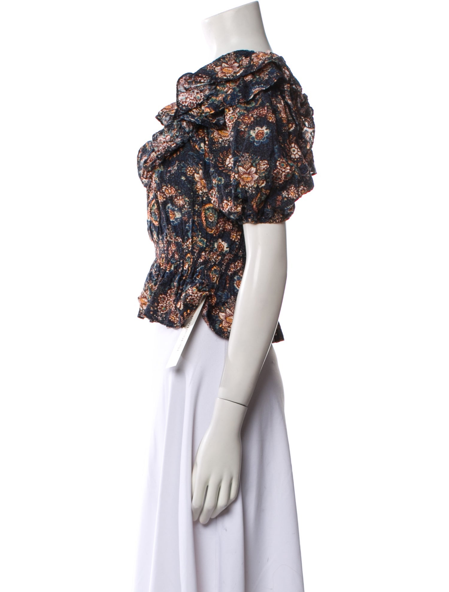 Ulla Johnson Floral Print Square Neckline Crop Top