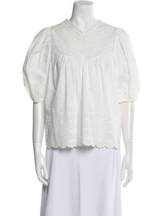 Ulla Johnson V-Neck Three-Quarter Sleeve Blouse