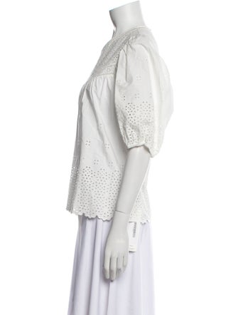 Ulla Johnson V-Neck Three-Quarter Sleeve Blouse