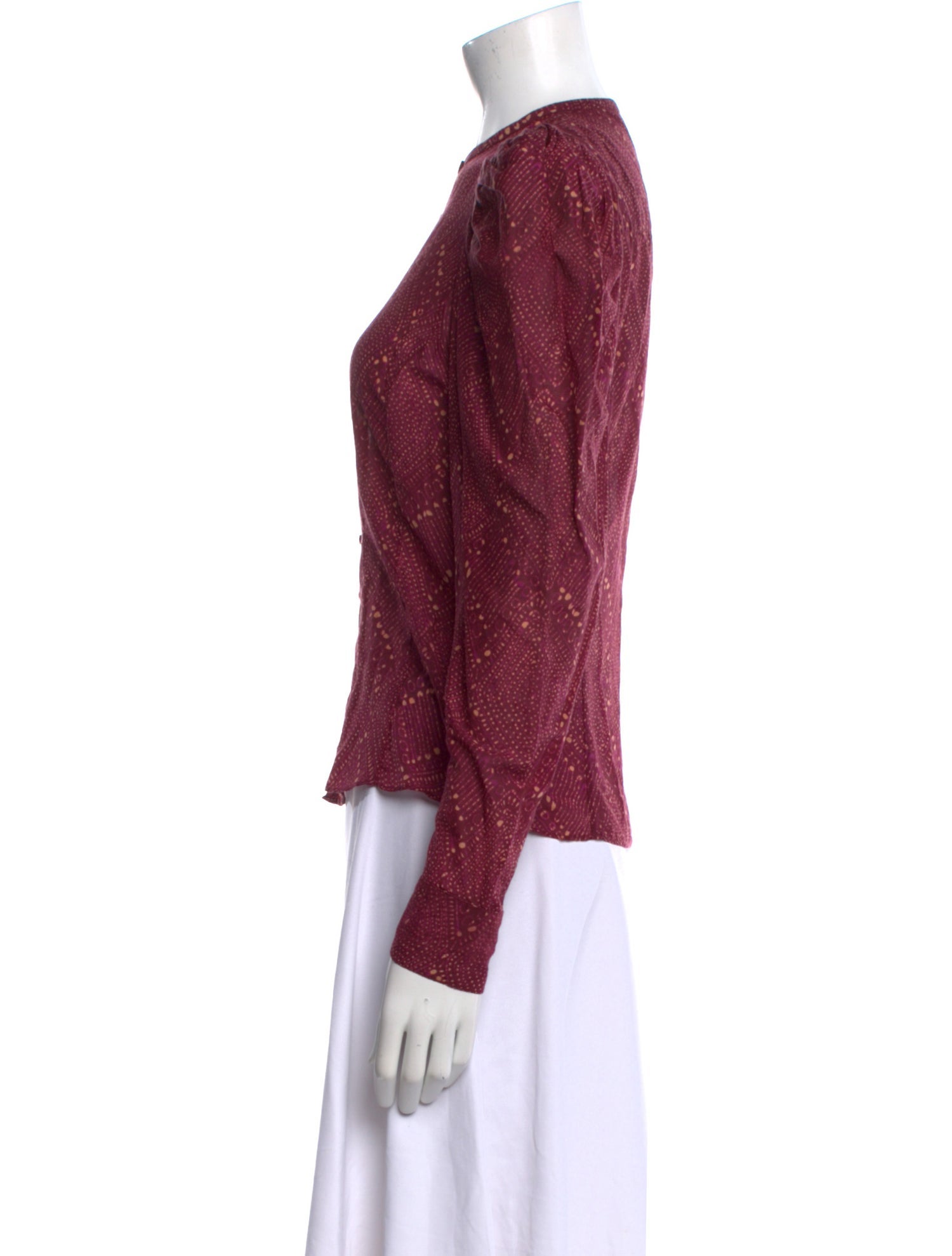 Ulla Johnson Printed Crew Neck Button-Up Top