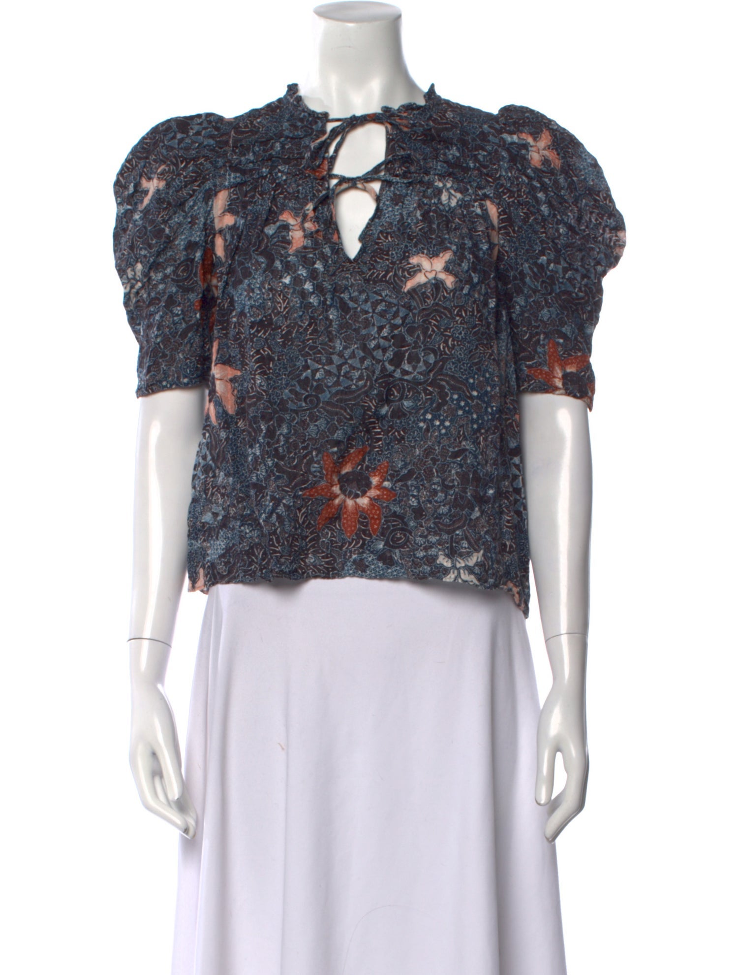 Ulla Johnson Floral Print Tie Neck Blouse