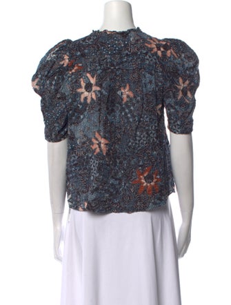 Ulla Johnson Floral Print Tie Neck Blouse