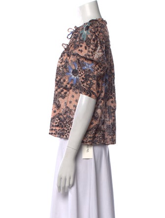 Ulla Johnson Floral Print V-Neck Blouse