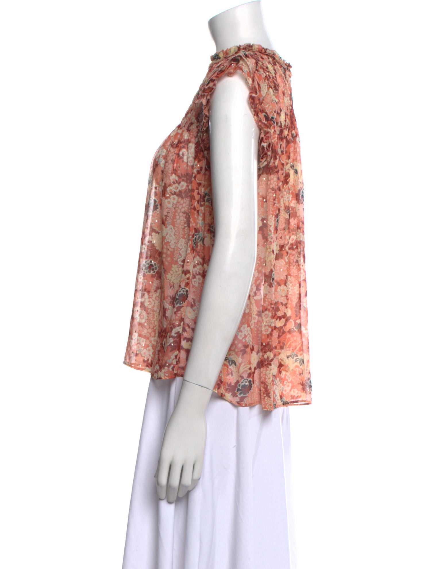 Ulla Johnson Floral Print Bateau Neckline Blouse