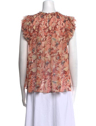 Ulla Johnson Floral Print Bateau Neckline Blouse