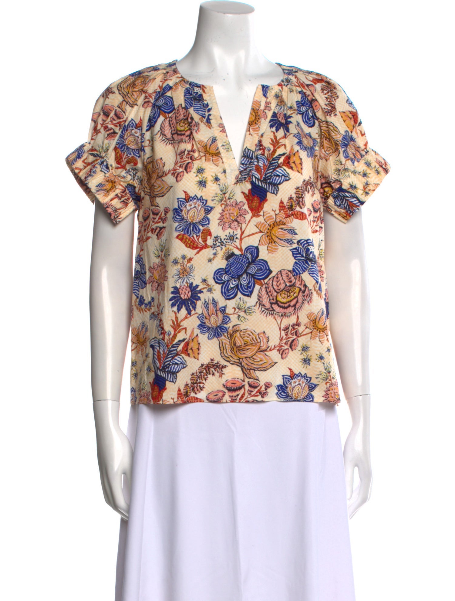 Ulla Johnson Floral Print V-Neck Blouse