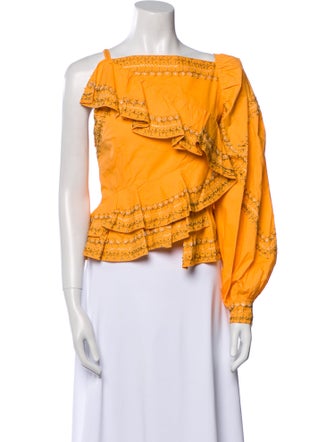 Ulla Johnson Square Neckline Long Sleeve Crop Top