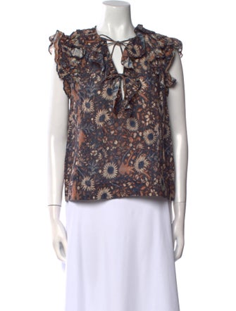 Ulla Johnson Floral Print V-Neck Blouse
