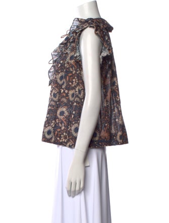 Ulla Johnson Floral Print V-Neck Blouse