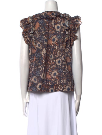 Ulla Johnson Floral Print V-Neck Blouse