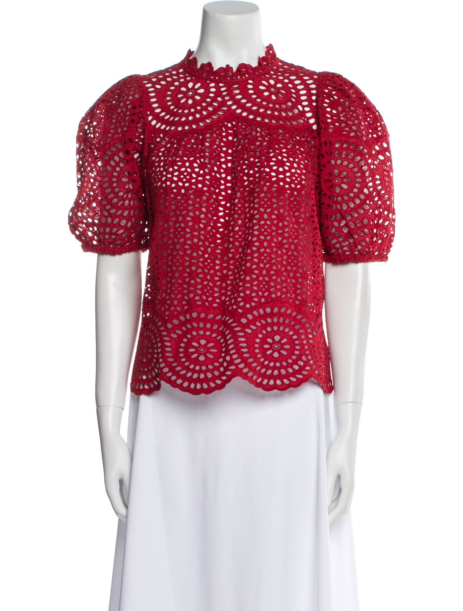 Ulla Johnson Lace Pattern Mock Neck Blouse w/ Tags