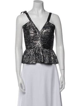 Ulla Johnson Silk V-Neck Crop Top