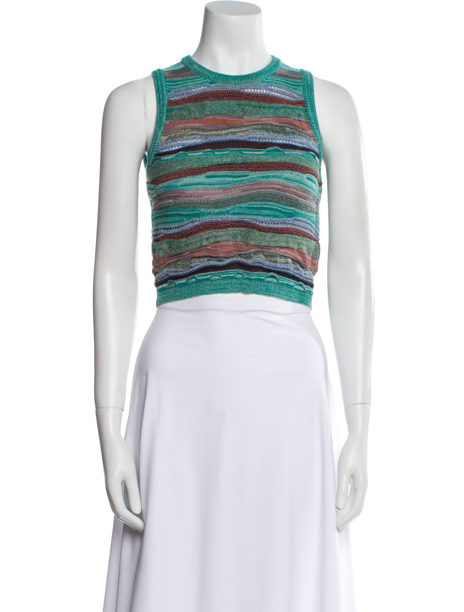 Ulla Johnson Striped Crew Neck Crop Top