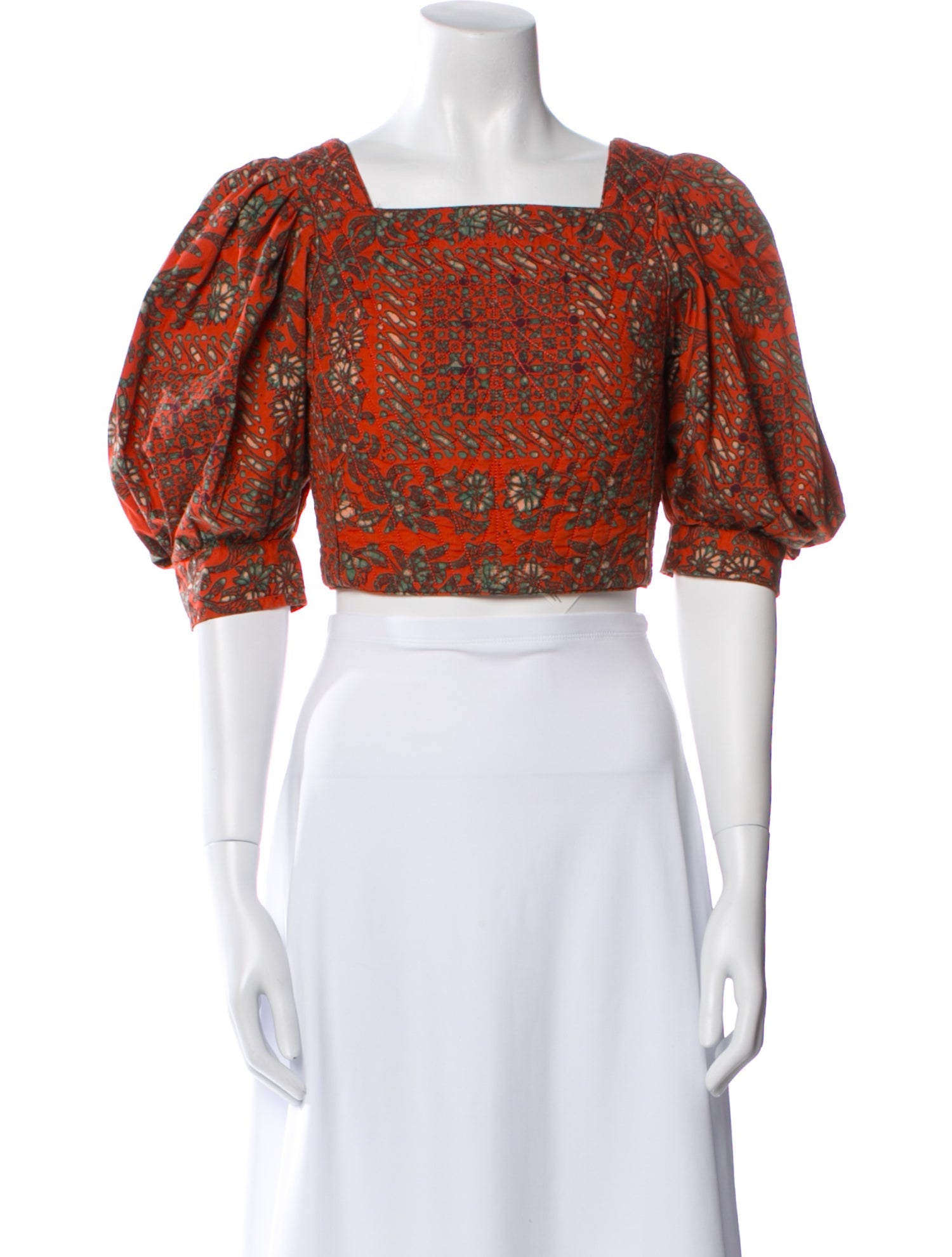 Ulla Johnson Printed Square Neckline Crop Top