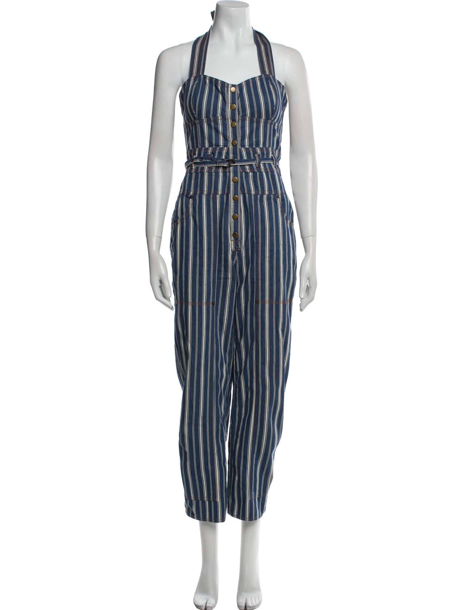 Ulla Johnson Striped Halterneck Jumpsuit
