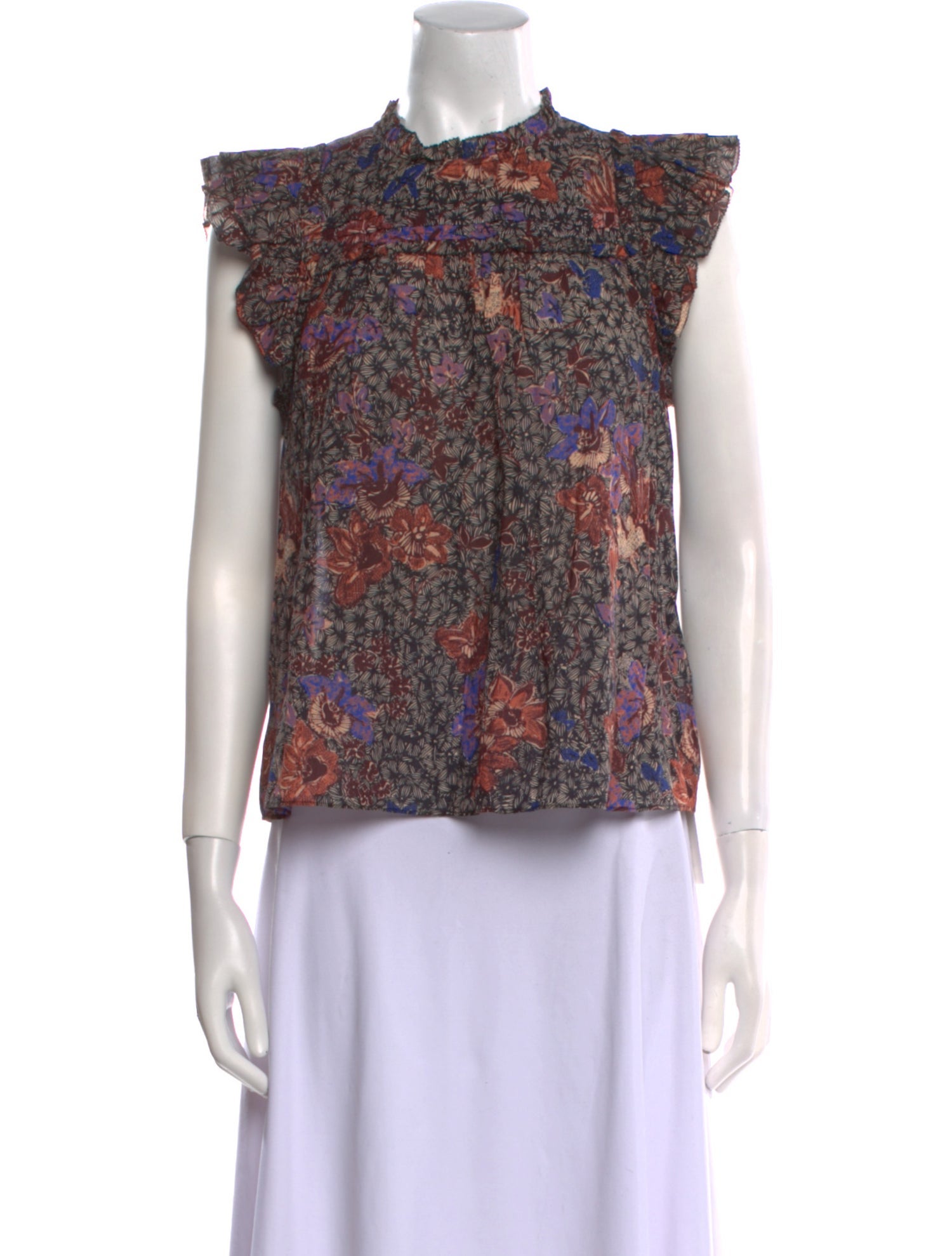 Ulla Johnson Floral Print Mock Neck Blouse
