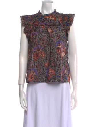 Ulla Johnson Floral Print Mock Neck Blouse