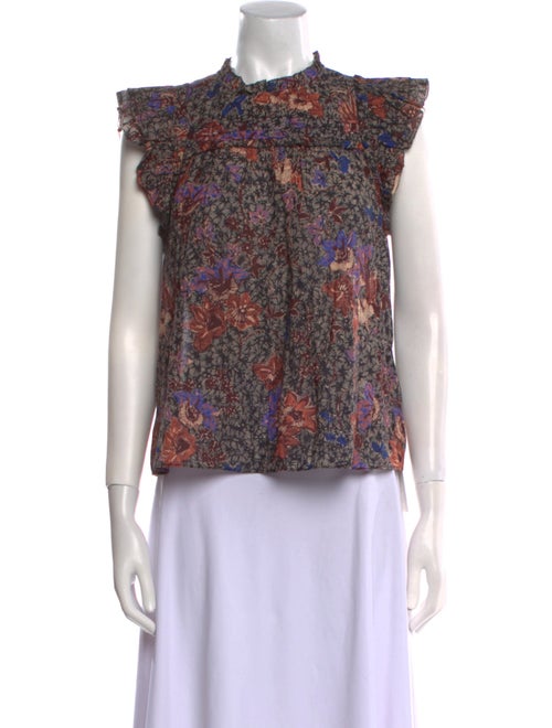 Ulla Johnson Floral Print Mock Neck Blouse
