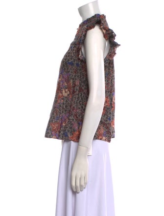 Ulla Johnson Floral Print Mock Neck Blouse