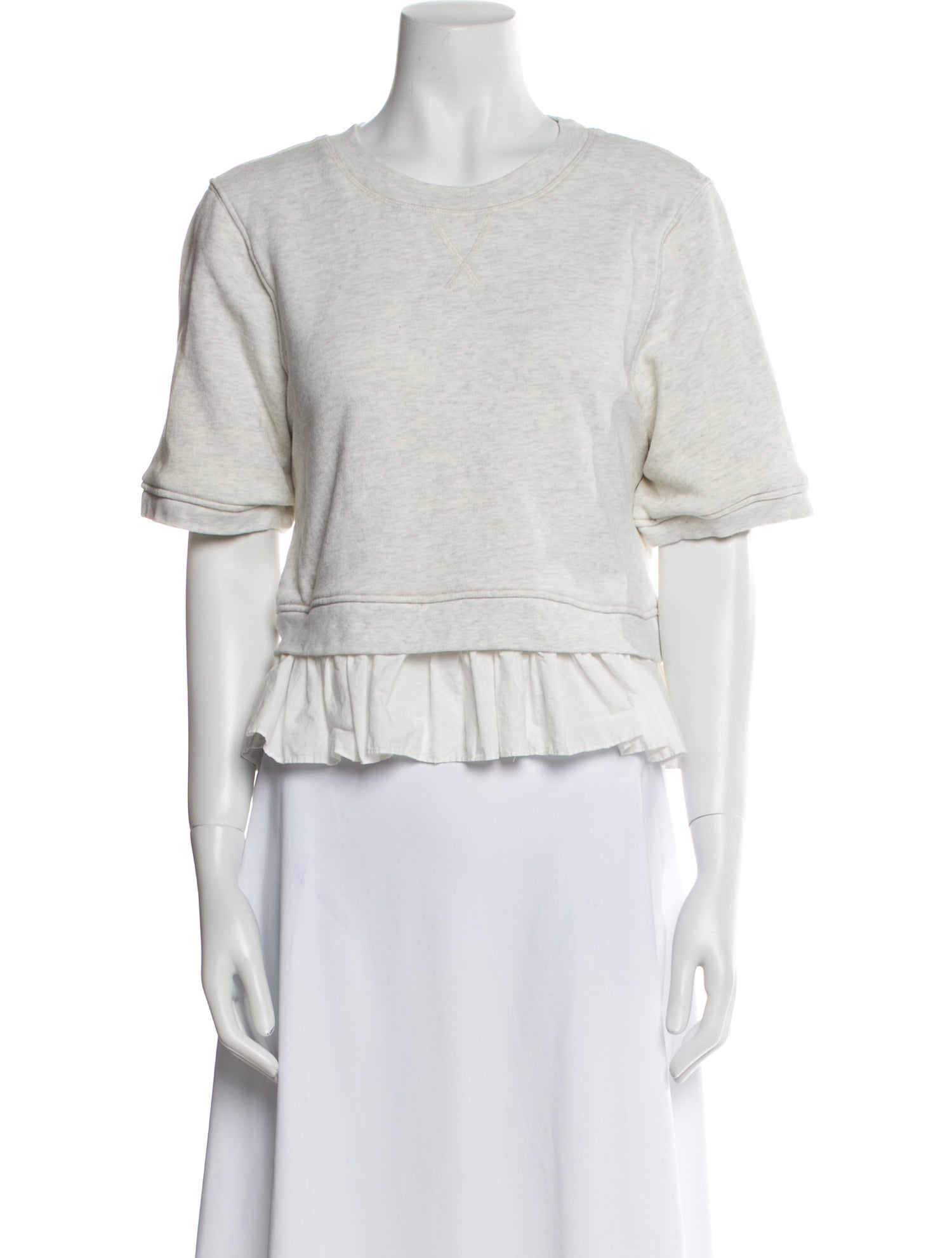 Ulla Johnson Crew Neck Short Sleeve Crop Top