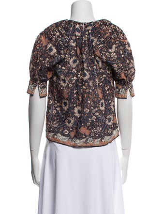 Ulla Johnson Floral Print Scoop Neck Crop Top