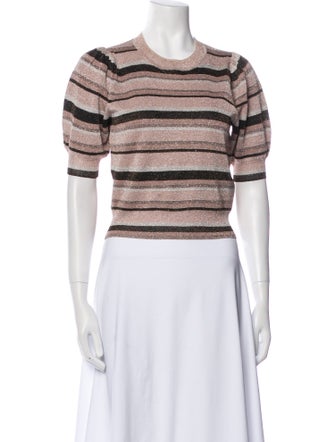Ulla Johnson Striped Crew Neck Crop Top