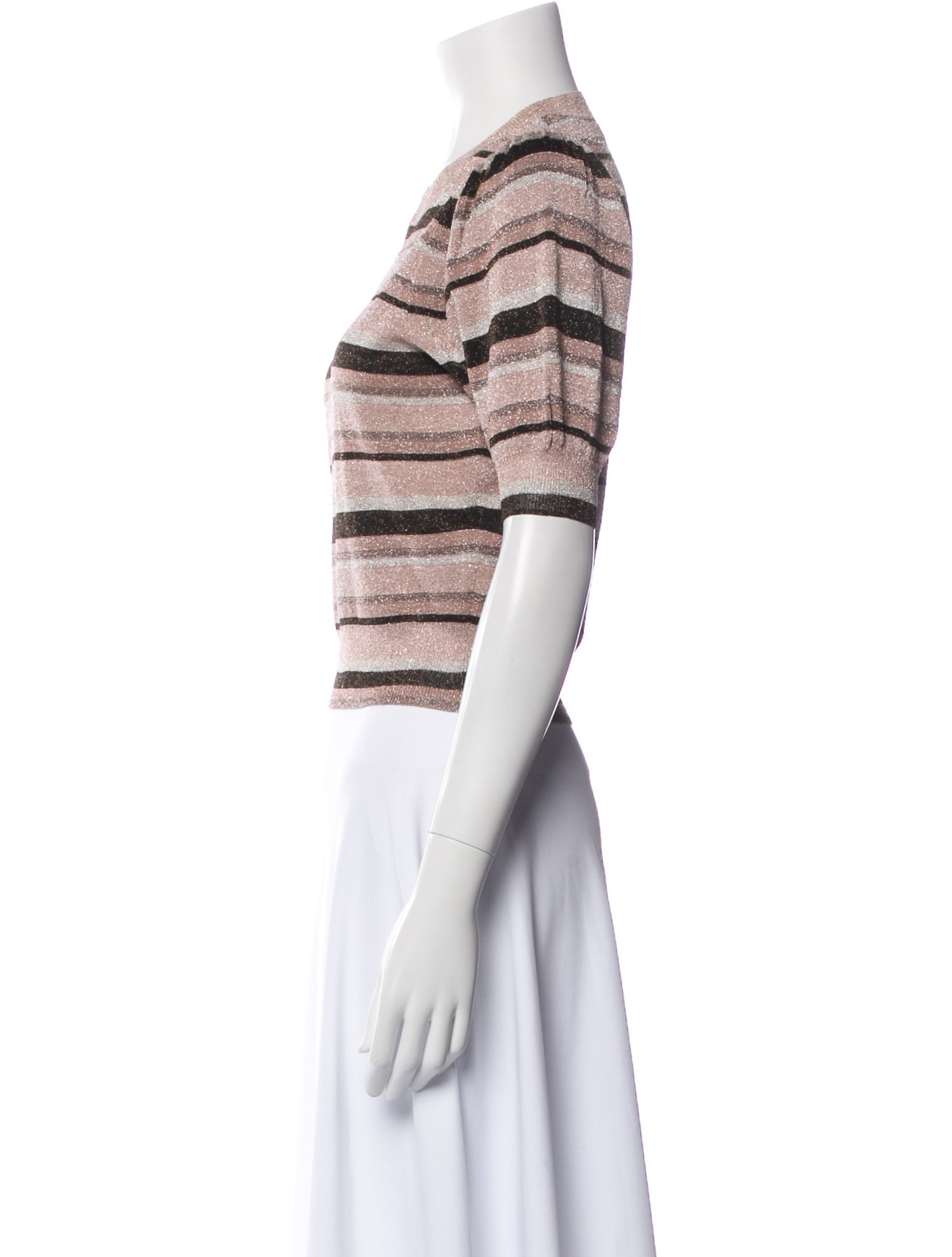 Ulla Johnson Striped Crew Neck Crop Top