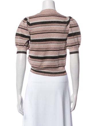 Ulla Johnson Striped Crew Neck Crop Top