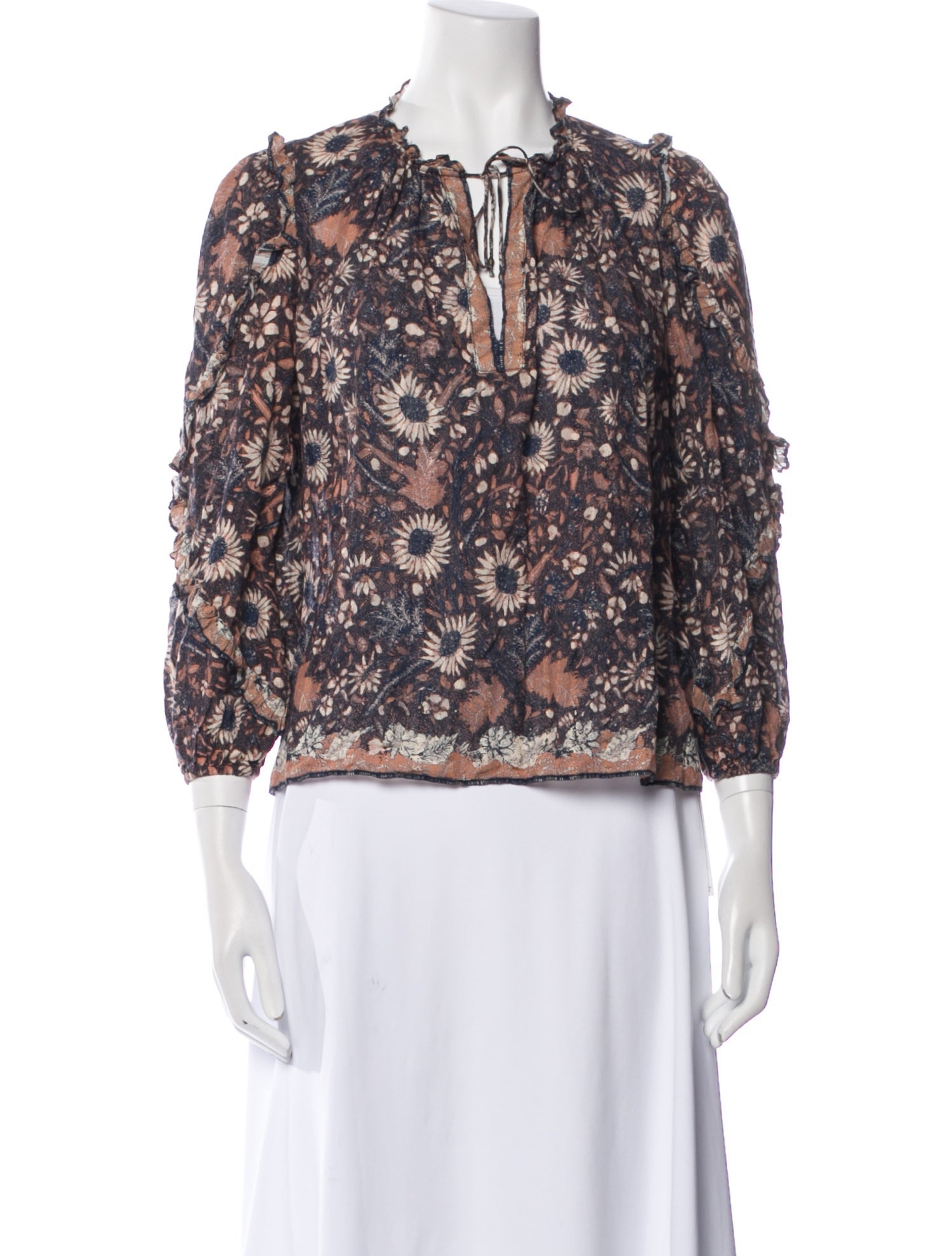 Ulla Johnson Floral Print V-Neck Blouse