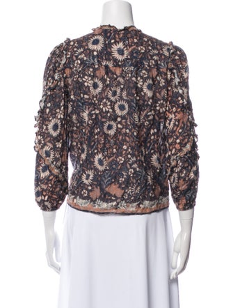 Ulla Johnson Floral Print V-Neck Blouse