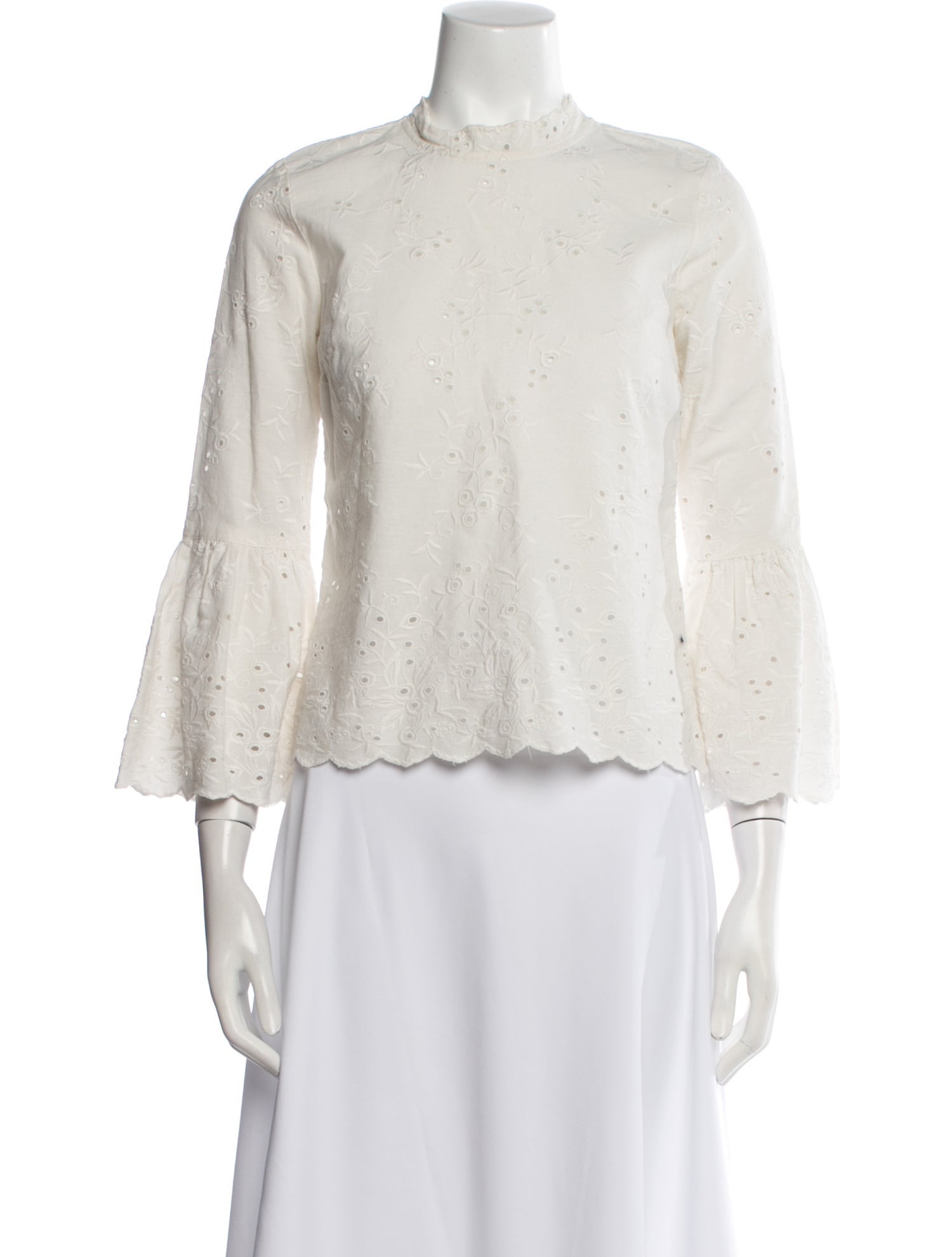 Ulla Johnson Mock Neck Three-Quarter Sleeve Blouse