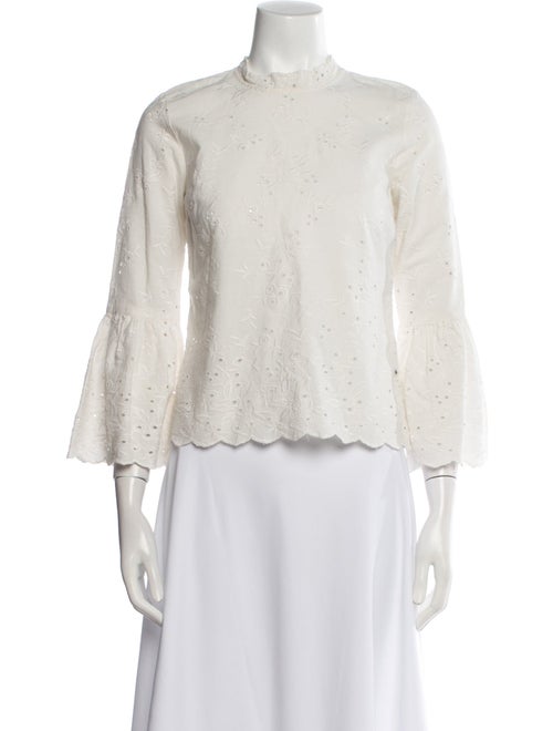 Ulla Johnson Mock Neck Three-Quarter Sleeve Blouse
