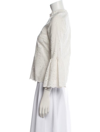 Ulla Johnson Mock Neck Three-Quarter Sleeve Blouse