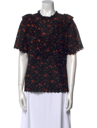 Ulla Johnson Floral Print Crew Neck Blouse