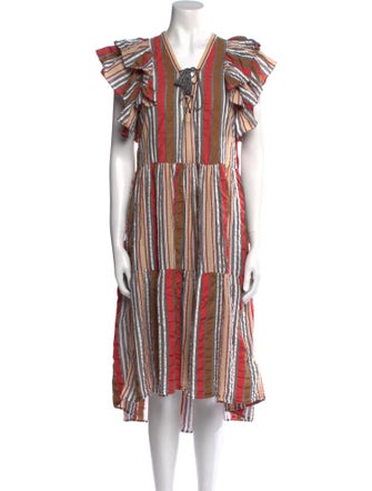 Ulla Johnson Striped Midi Length Dress