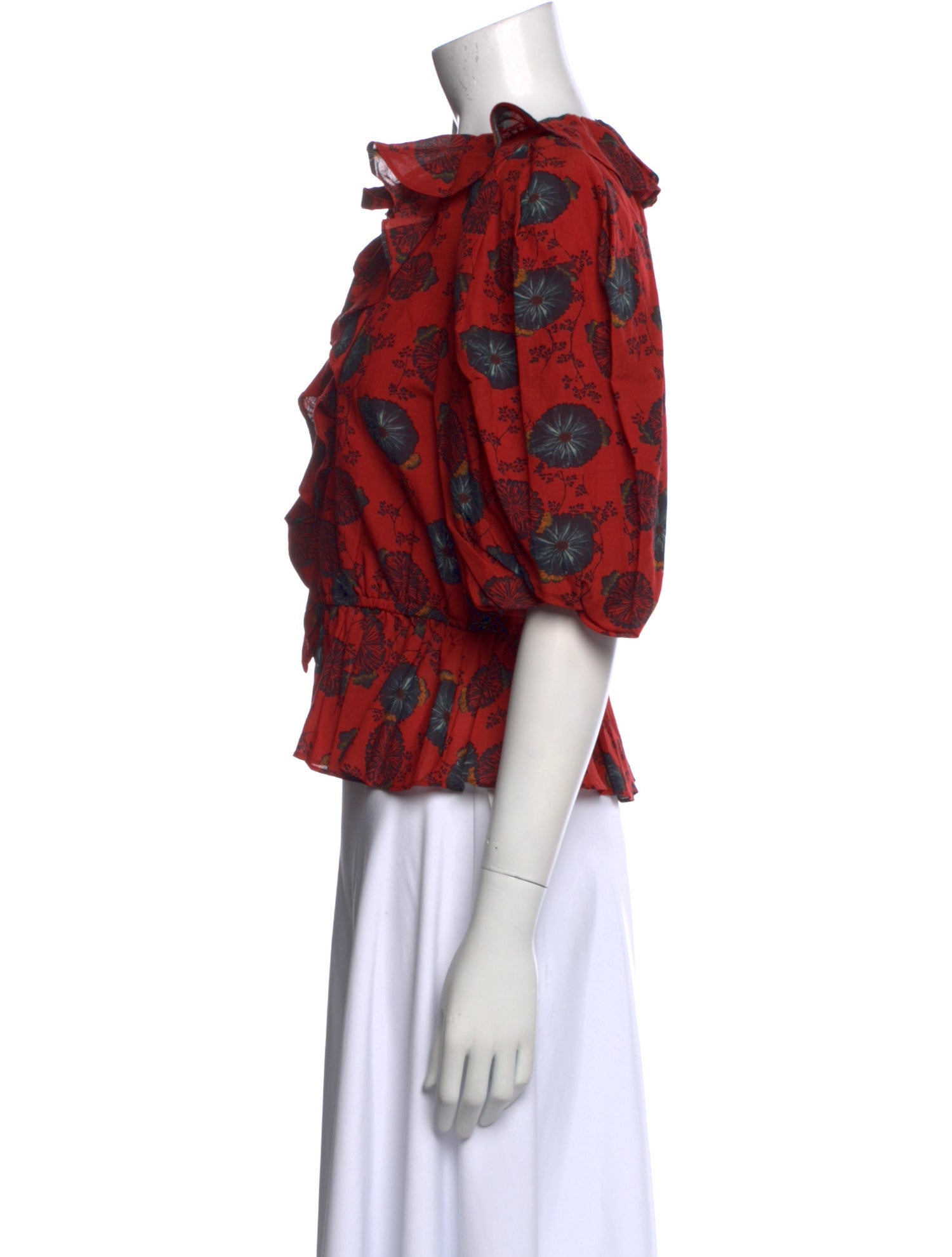 Ulla Johnson Floral Print Tie Neck Crop Top