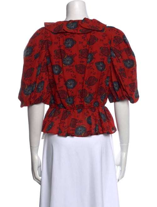 Ulla Johnson Floral Print Tie Neck Crop Top