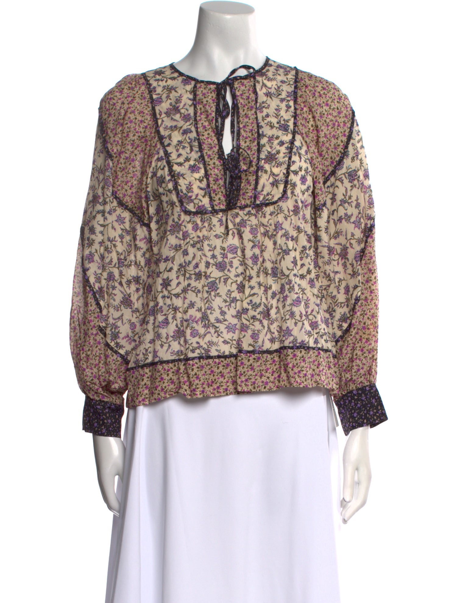 Ulla Johnson Printed Tie Neck Blouse